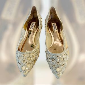 Badgley Mischka Gold Embellished Flats